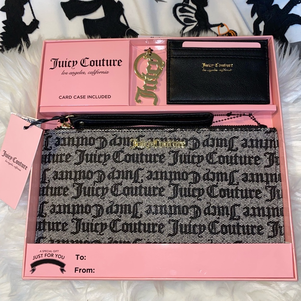 Juicy Couture Wristlet & Wallet Gift Set Black Logo